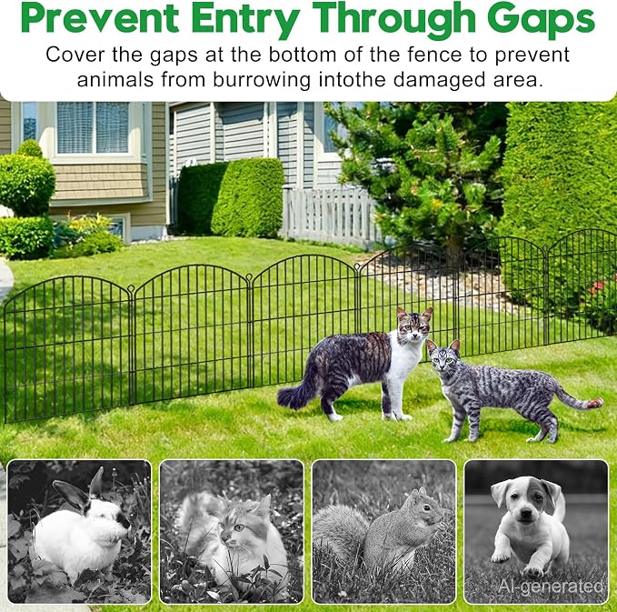 Decorative Garden Fence 32in (H) x 22ft (L), Arched Rustproof Metal No Dig Fence for Dogs & Rabbit, Ornamental Animal Barrier for Flower Beds, Border Panels Fencing for Yard & Patio Outdoor Decor