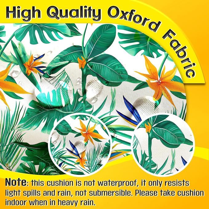 MAGIC ELEPHANT Outdoor Bench Cushion, Memory Foam Loveseat Cushion for Patio Furniture Wicker Chair, Settee Porch Swing Seat Cushion, 44 x 19 Inches (Tropical Monstera)