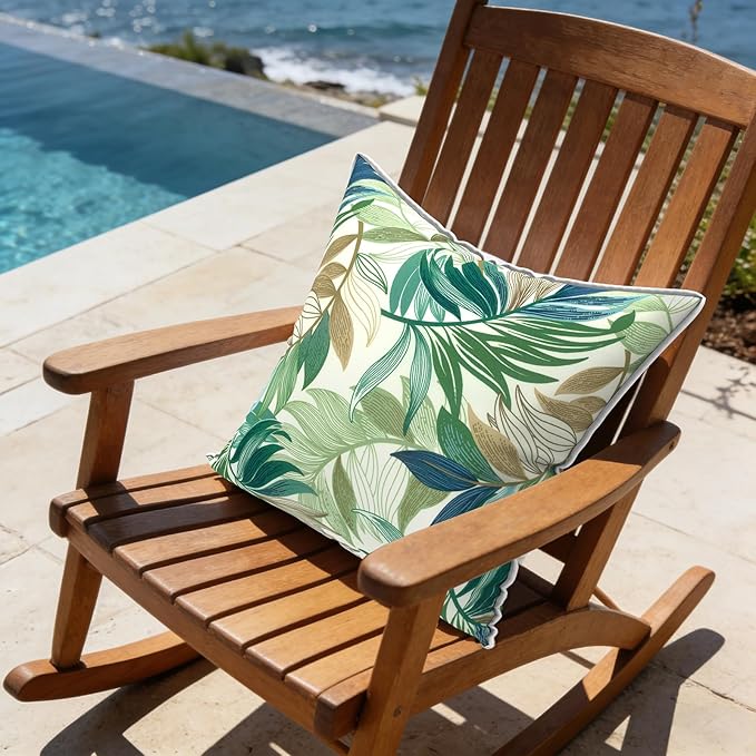 LVTXIII Outdoor/Indoor Throw Pillows, Decorative Patio Accent Pillows, Fluffy Water Repellent Garden Cushions for Home Patio Coach Sofa Use, 18×18 Inch, Pack of 2, Lush Leaf Green