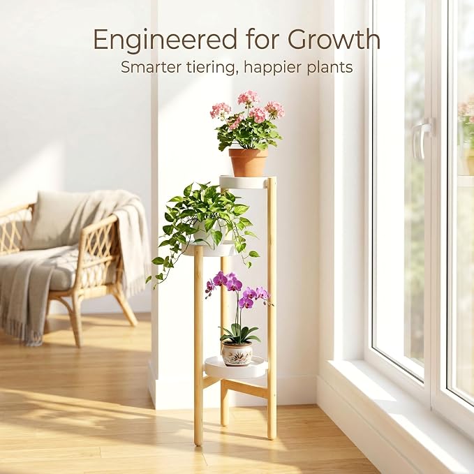 APRTAT Plant Stand Indoor, 3 Tier Bamboo Plant Stands Corner Plant Stand for Multiple Plants, Tall Plant Shelf Plant Holders for Indoor, Outdoor, Corner, Living Room, Balcony, and Bedroom