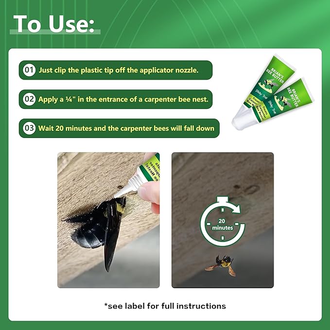Carpenter Bee Traps for Outside, Brain's Bee Butter, 4 Pack Sticky Trap, Wood Bee Traps for Outside