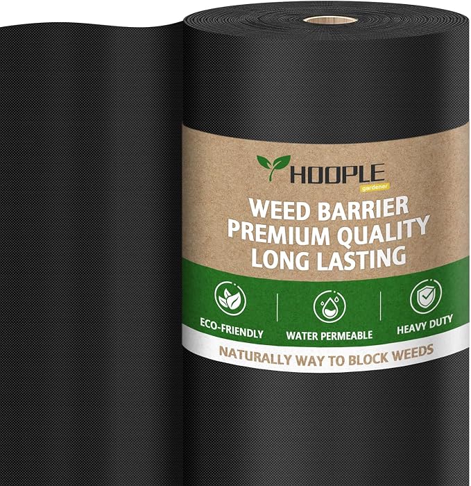 HOOPLE 4ftx180ft Weed Barrier Fabric Heavy Duty | Landscape Fabric | Commercial Woven Geotextile for Gardens, Driveways & Flower Beds | Thick Weed Control Landscaping Fabric
