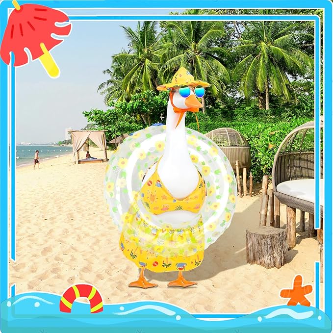 Hawaiian Goose Outfit Summer Porch Goose Outfits Bikini Goose Clothes Cute Goose Costume for Outdoor Garden Yard Decor(Beach Bikini Yellow)