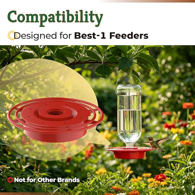 Hummingbird Feeder Replacement Base Compatible with Best-1 Hummingbird Feeders Replacement Bottom Plastic Outdoors Feeder Bottom 8-Port Water Feeder Parts, 2 Pack