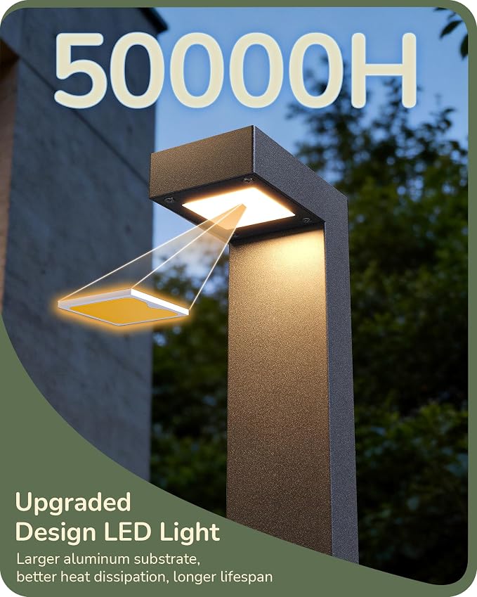EDISHINE Low Voltage Landscape Lighting, 3.2W 3000K 50,000Hrs Electric LED Pathway Lights Wired, 12V Waterproof Outdoor Landscape Path Lights, Modern Aluminum Housing for Driveway Garden, 6Pack