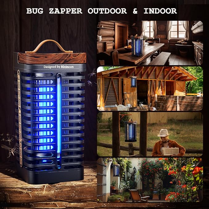 Minimoon Bug Zapper Outdoor & Indoor 4200V Electric Mosquito Zapper 15W Fly Trap, Western Theme,Waterproof, 5.9 Ft Cord, Fly Zapper for Home, Patio, Backyard