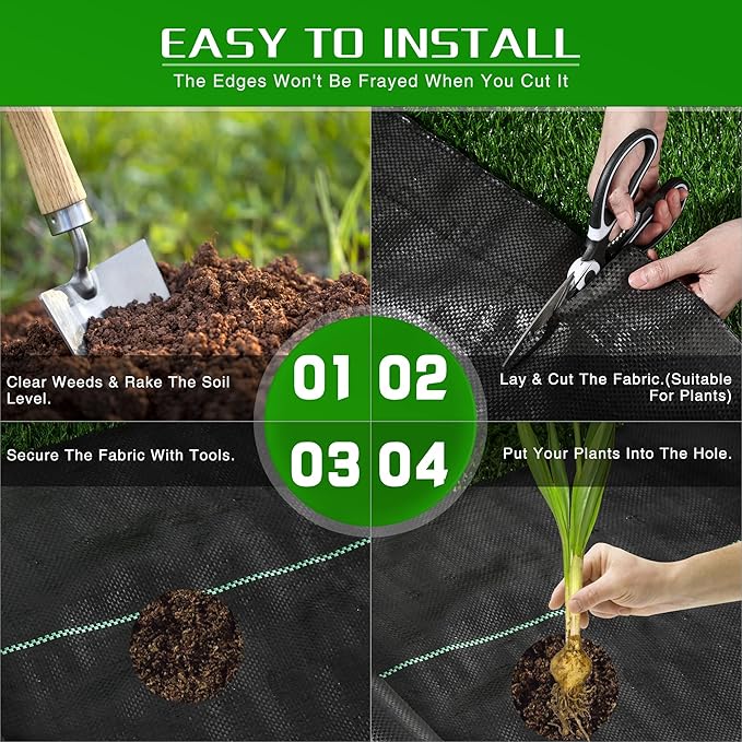 4FT x 100FT Weed Barrier Landscape Fabric Heavy Duty, Thicken Garden Fabric Weed Mats, Weed Control Garden Cloth, Woven Geotextile Fabric for Garden Beds, Underlayment, Commercial Driveway