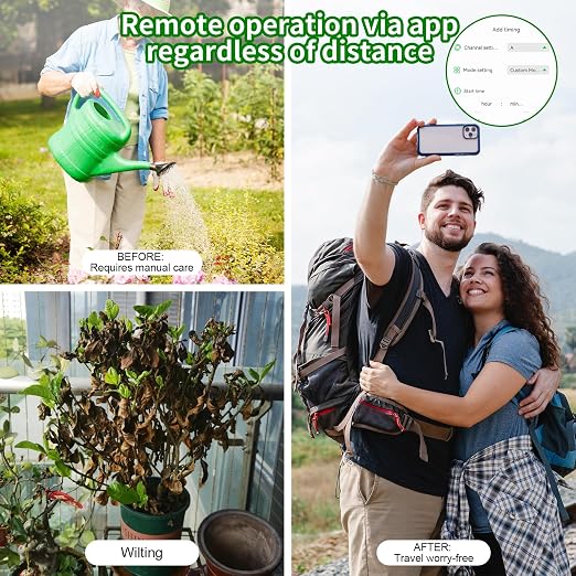 Smart WiFi Drip Irrigation System,Dual Channel Automatic Watering Kit for 20 Potted Plants,Compatible with Alexa/Google Home,Timer with App Control,20 Adjustable Emitters & 15M Hose for Indoor Garden