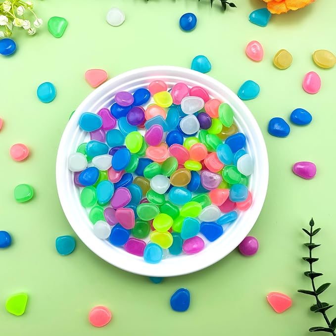 Glow in The Dark Fish Tank Rocks,Glowing Rocks Stones Resin Glow in Dark Pebbles for Outdoor Garden, Fish Tank, Aquarium, Landscaping,Driveway Decoration,Multi 11 oz