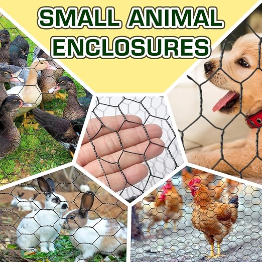 Premium Black Chicken Wire Fencing 13.7inx157in, PVC Coated Chicken Wire, Poultry Netting, Galvanized Chicken Wire Barrier for Floral Arrangements/Craft Projects/Pet/Rabbit