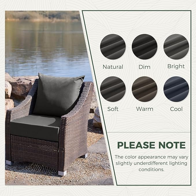 Outdoor Cushions for Patio Furniture, Outdoor Seat Cushion Set 24 x 24 x 5.75 Inch, Waterproof & Fade Resistant Outdoor Chair Cushions, Deep Patio Chair Cushion with Removable Cover, Dark Grey
