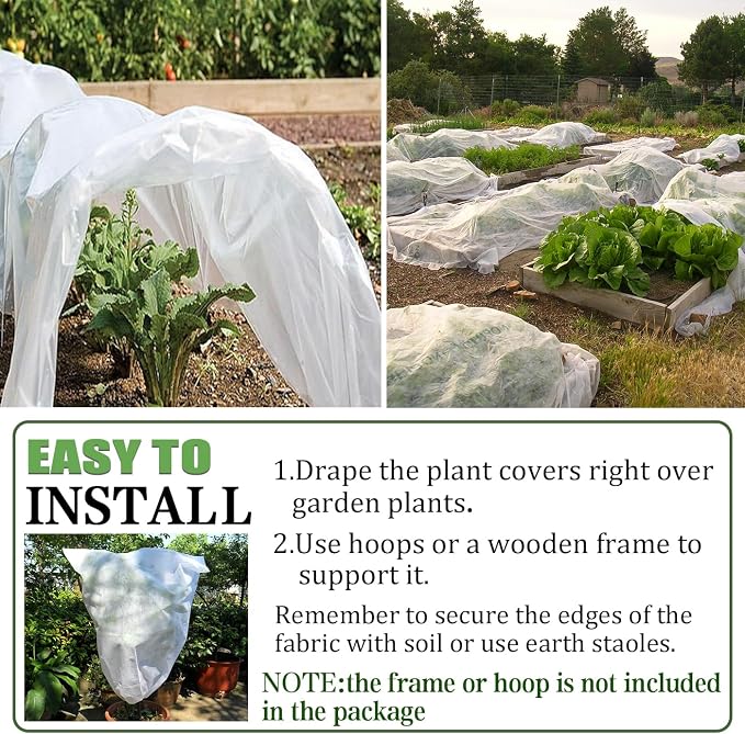 Plant Covers Freeze Protection 10 x 30 Ft, Thick Frost Cloth for Outdoor Plants, Winter Plant Blankets and Frost Covers for Garden Frost Protection, Floating Row Cover