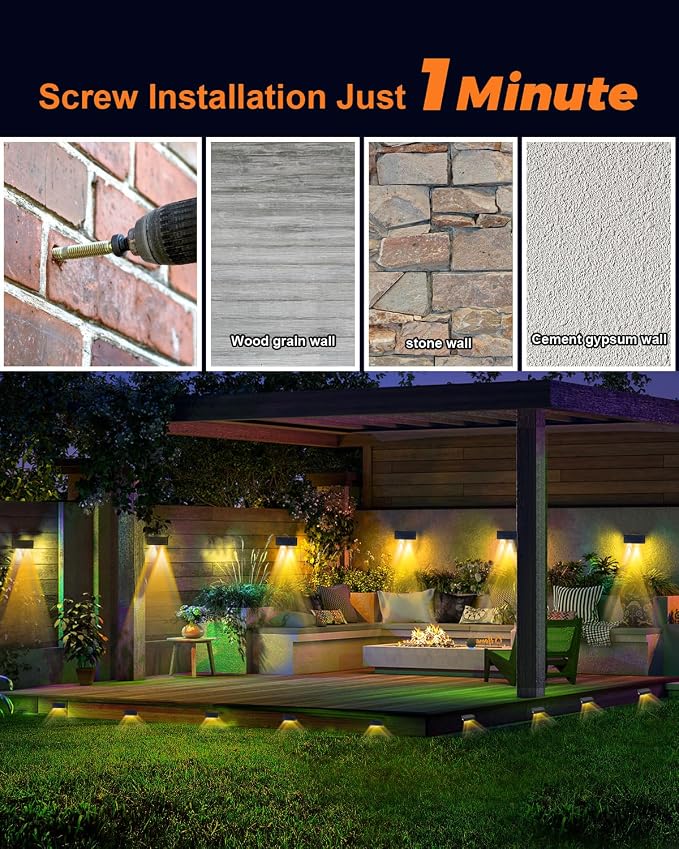Solar Step Lights (Warm, DownSide-16Pack) | Solar Powered, Outdoor Steps