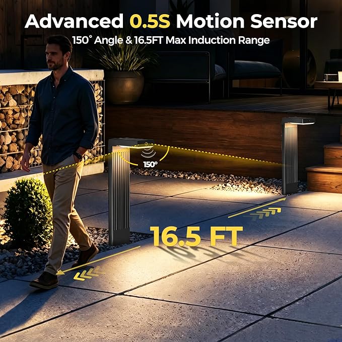 COXSENI Solar Lights Outdoor Pathway, 6Pack Motion Sensor Solar Pathway Lights, 2 Colors Adjustable & 3 Working Modes, IP65 Waterproof Outdoor Landscape Lighting for Garden Yard Driveway Walkway Lawn