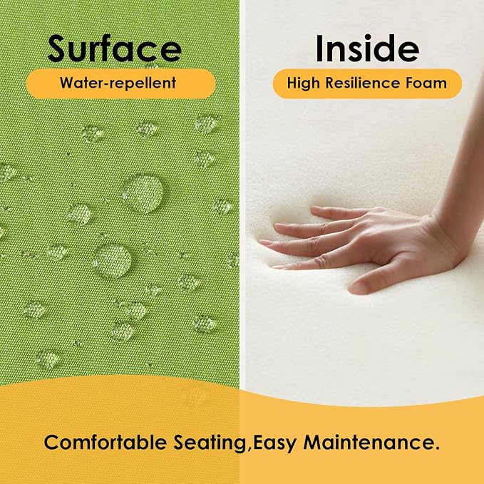Outdoor Sunbrella Square Corner Seat Cushion, 19"x19"x3", Set of 4, Non Slip Seat Cushion Pads with Removable Cover for Patio Furniture, Garden Yard Lawn, Canvas Ginkgo