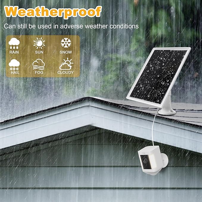 Solar Panel Charger for Ring Camera, Compatible with Ri ng Stick Up Cam Battery, Ring Spotlight Plus/Pro Battery,Waterproof, 5V 6W Fast Charging