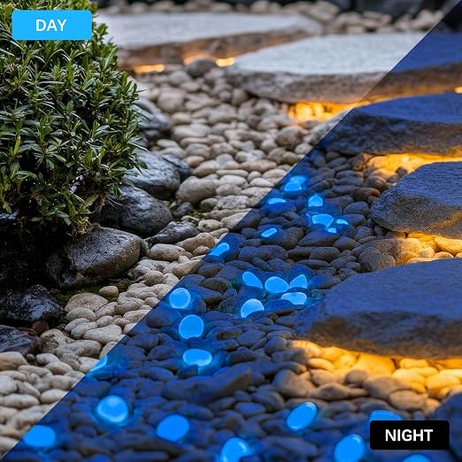 Novabright 300 Pcs Glow in The Dark Rocks, Glow Pebbles for Landscaping Outdoor Decor Glowing Rock Powered by Light or Solar for Garden Lawn Yard, Aquarium, Walkway, Fish Tank, Pathway