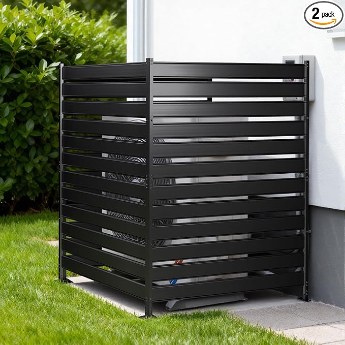 48" H x 38" W (1-Panels) Air Conditioner Fence Screen Trash Can Privacy Fence Panels, Suitable for Pools and Yards, no Digging Required，Black Privacy Panel