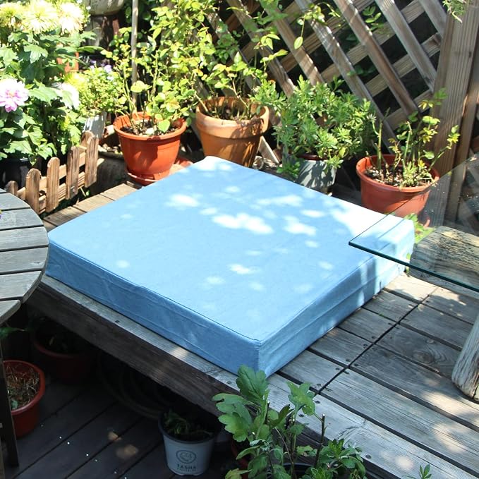 Patio Seat Cushion Covers,Washable Slip Covers Replacement,Waterproof Outdoor Furniture Chair Cushion Pillow Seat Cover for Couch,Garden,Sofa,Water Blue,22"×20"×4"(4 Covers Only)