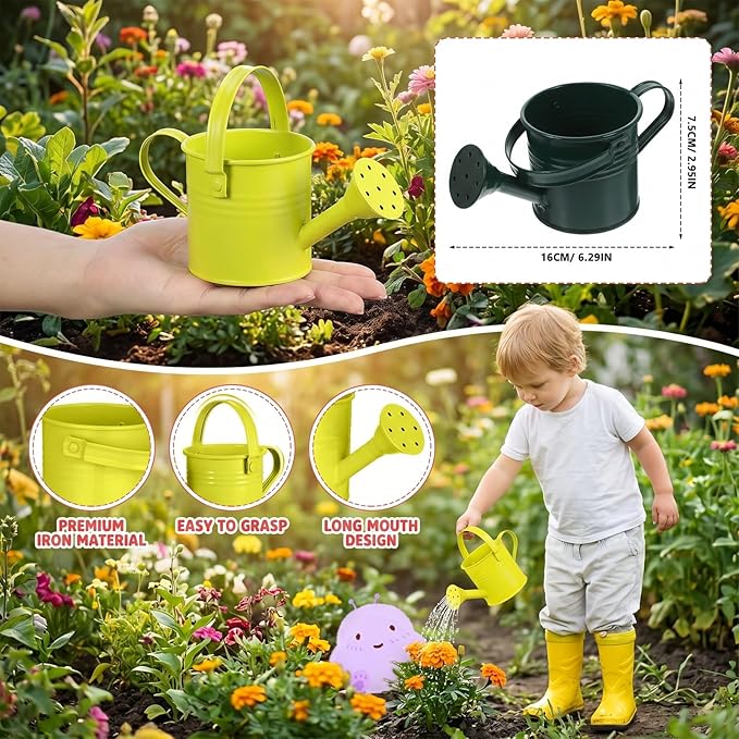 5PCS Mini Watering Cans Kids Metal Watering Can for Indoor Plants, Small Water Can Toddler Gardening Tool Beach Play, Multifunctional Cute Metal Jug for Craft, Home Decor Flower Bucket
