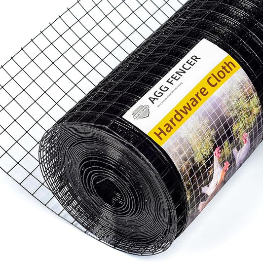 36in x 100ft Black Hardware Cloth 1 inch 16Ga PVC Coated Wire Mesh Vinyl Coated Fence, Welded Metal Chicken Wire Fencing Roll, Garden Plant Fencing, for Chicken Coop and Home Improvement