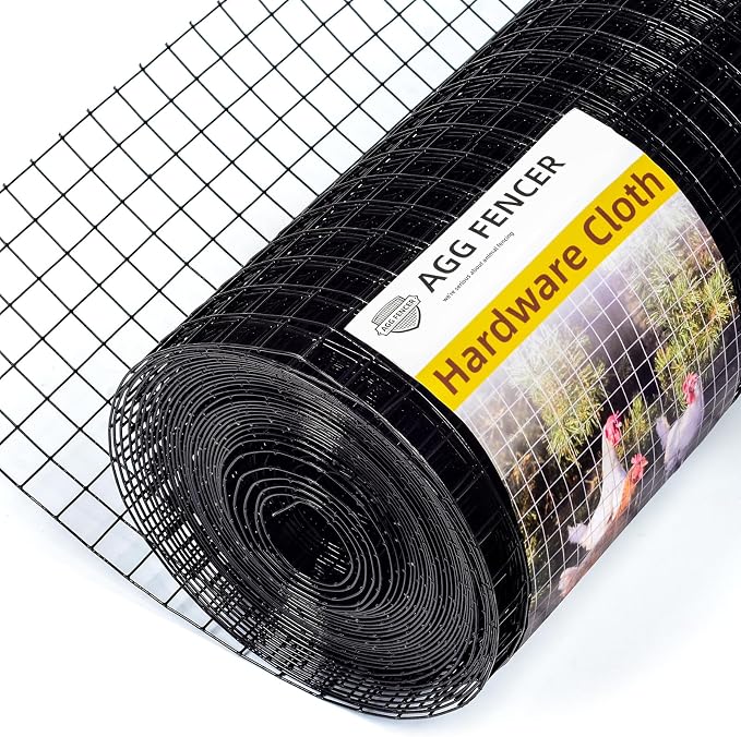 48in x 50ft Black Hardware Cloth 1 inch 16Ga PVC Coated Wire Mesh Vinyl Coated Fence, Welded Metal Chicken Wire Fencing Roll, Garden Plant Fencing, for Chicken Coop and Home Improvement