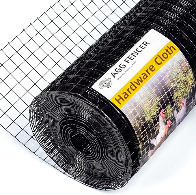 16in x 100ft Black Hardware Cloth 1 inch 16Ga PVC Coated Wire Mesh Vinyl Coated Fence, Welded Metal Chicken Wire Fencing Roll, Garden Plant Fencing, for Chicken Coop and Home Improvement