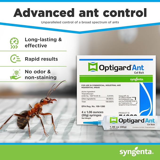 Syngenta - TRTD11568 - Optigard Ant Bait Gel Box - 4 Tubes w/ Plunger - 30g each tube, White