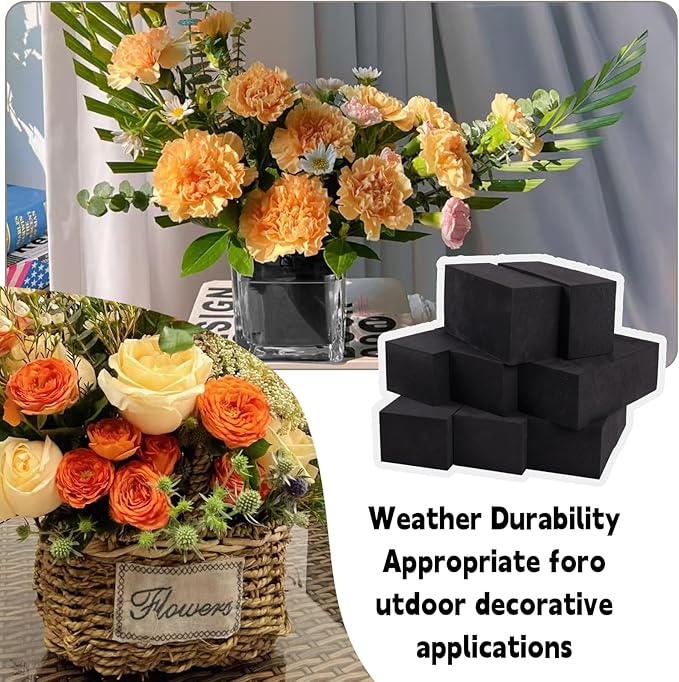 Reusable Floral Foam Blocks for Artificial Flower Arrangements, Weather Resistant, 4 Pieces, 6x3x2.5 Inch, for Outdoor Wedding Home Decor (4, 6 x 3 x 2.5'')