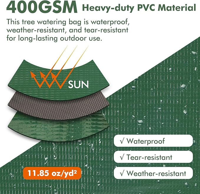 REMIAWY Tree Watering Bag 20 Gallon Watering Bag for Trees with Heavy Duty Zipper Premium PVC Slow Release Drippers (5-8 Hours Releasing Time)