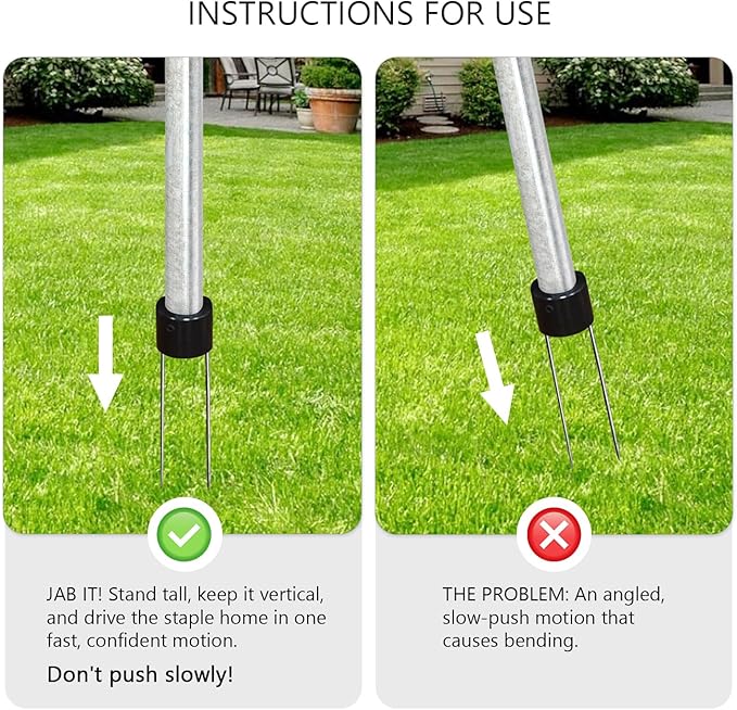 HUAALIUCHE Landscape Staples Driver, 39’’ Sod Staple Driver, Garden Stakes Installer for Landscape Fabric, Erosion Control Matting, Bird Netting, Irrigation Tubing Soaker Hose