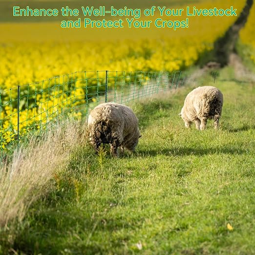 PPOLB Electric Fence Netting - 42.5" H x 164' L, Portable Movable Livestock Nets Mesh for Goats, Sheep, Hogs, Dog, All-Purpose Electric Fencing for Backyards, Homesteaders, Farms Ranches, and Gardens