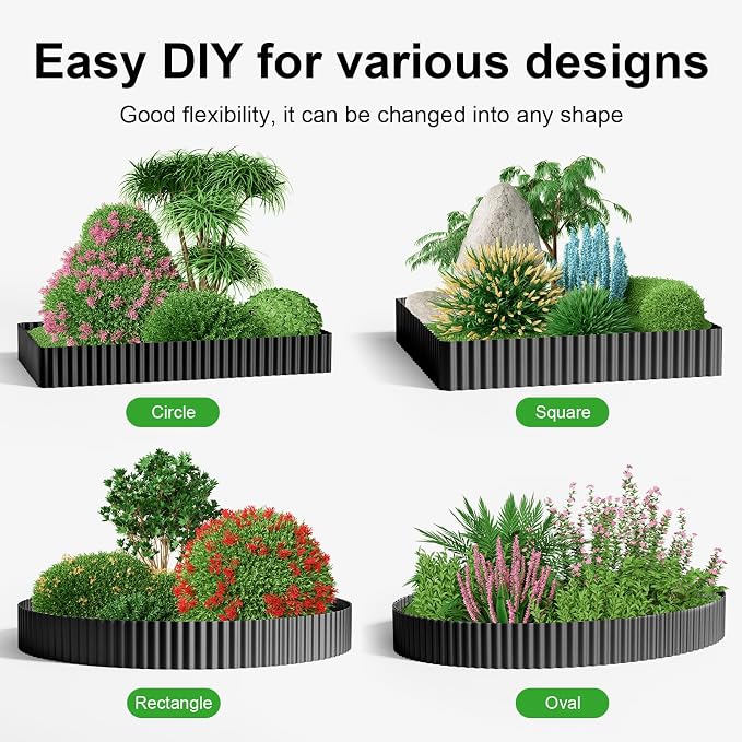 Land Guard Corrugated Garden Edging Border, 12" × 25' Landscape Paver Edging, Tall Landscape Edging, Fence for Garden, Flower Bed, Lawn and Landscape Edging (Black)