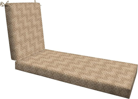 Honeycomb Outdoor Chaise Lounge Cushion for Patio Furniture, Water & Fade Resistant, Removable Cover, 21.5 x 70, Heritage Courtyard Geo