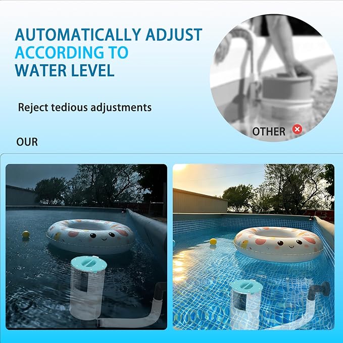 Surface Float Skimmer,No Installation Required, no Adjustable Bracket Required,Comes with 10 Filter Socks, Special Note: The Pool Pump Flow Rate Must not Exceed 2100 GPH (Turquoise)