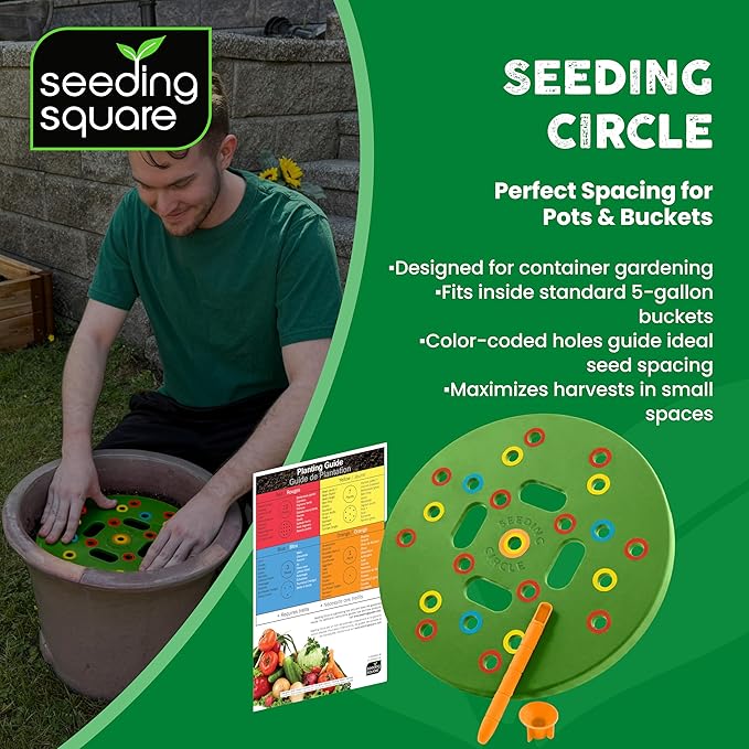 Seeding Circle – Seed Spacing Tool for Container & Bucket Gardening | Planting Template for Pots, Raised Beds & Small Garden Spaces | Evenly Space Vegetable Seeds