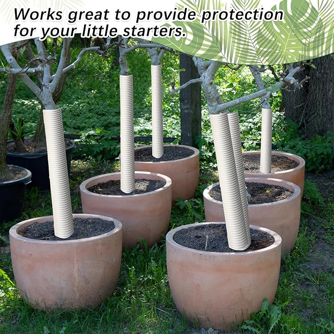Nuenen 30 Pcs Corrugated Tree Guards, Long 15.75 Inch Diameter 1.96 Inch Pp Tree Trunk Protectors, Tree Bark Protector Tube Wraps for Saplings Plants Seedlings Deer Rabbit Cats Rodents Mowers (White)