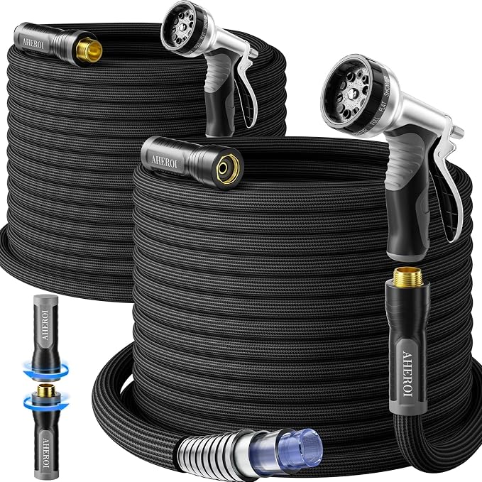 Aheroi Garden Hose 50FT, Flexible Garden Hoses Duo Mode Patented Kink-Free Water Hose with 10 Spray Nozzle, Lightweight Non-Expanding Waterhose for Outside Garden,High-Pressure&Wear-Resistant
