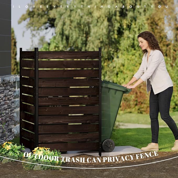 Privacy Fence Screen Outdoor Freestanding Privacy Fence Panel Decorative Patio Privacy Screen Air Conditioner Fence Outdoor Privacy Panels for Deck Porch Balcony (Wood, Brown)