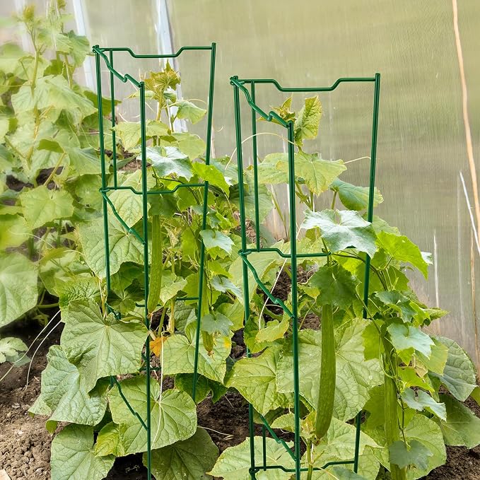 2 Pack 32in Stacking Tomato Ladders,V-Shape Garden Trellis,Upright Metal Trellis Plant Supports for Tomatoes,Pepper,Eggplants & Climbing Plants