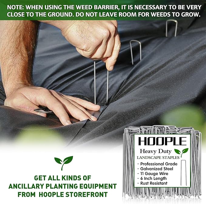 HOOPLE Non-Woven Premium Garden Weed Barrier Landscape Fabric Durable & Heavy-Duty Weed Block, Easy Setup & Superior Weed Control (3.2oz 4 * 50ft)