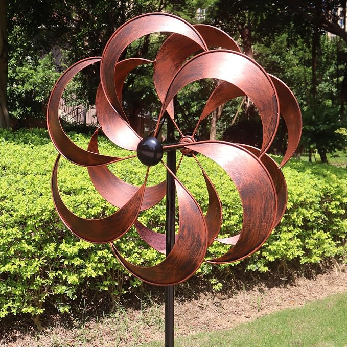 Large Metal Wind Spinner for Yard and Garden Decor 70x20 Inches | Dual Direction Kinetic, Outdoor Rust-Proof, 360 Degrees
