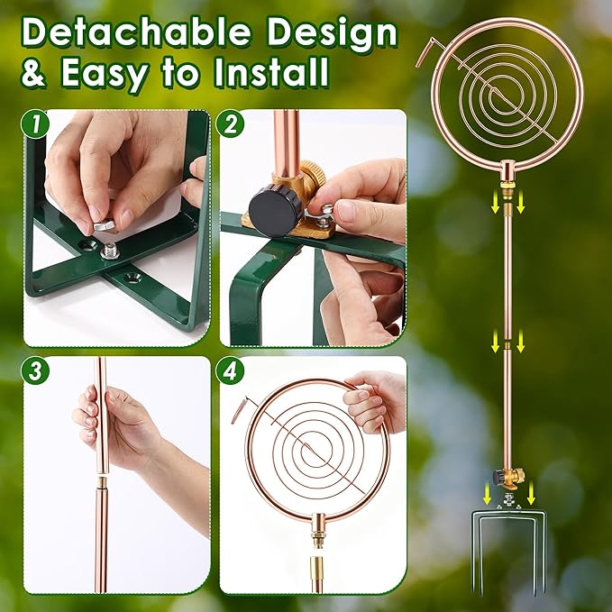 34" H Copper Coated Stainless Steel Ornamental Sprinkler, Corrosion Resistant Garden Rotating Sprinkler 360 Degree Shape Decorative for Lawn Garden Landscape(Circle Ring)