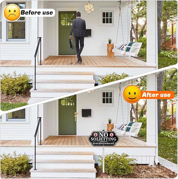 No Soliciting Sign for House, No Soliciting Yard Sign for Front Door Home, Aluminum Metal No Solicitation Sign 14 x 7 inches, with 28 inches Stake, Do Not Knock or Ring Bell