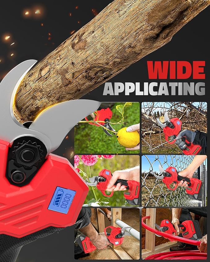 Cerycose Cordless Electric Pruning Shears Compatible with Milwaukee 18V Battery, 0.8-2-Inch Cordless Portable Pole Pruner with LCD Display & Imported SK7 Steel Blades for Gardening Shears(Tool Only)