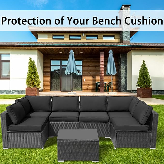 14Pieces Patio Cushion Covers Replacement Outdoor Couch Cushions Covers Splashproof Sofa Slipcovers Set with Zippers,Patio Furniture Protector Cover Only(Black,25.6×25.6×3.94inches)