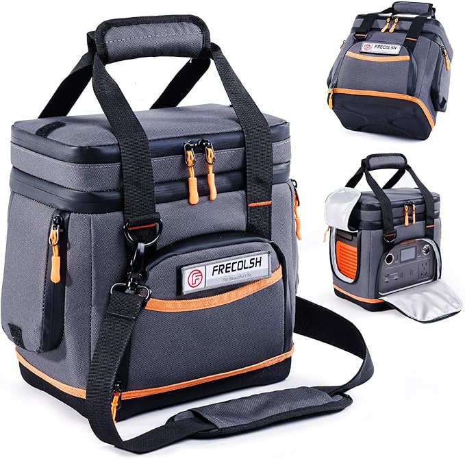 Double-Layer Travel Carrying Case for Jackery Explorer 300/240/160 – Portable Power Station Storage Bag with Molded Bottom, Side Ventilation, Front Pockets for Jackery Accessories & Solar Generator