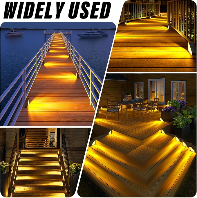 ROSHWEY Solar Stair Lights Outdoor Waterproof, 16 Pack Step Lights for Outside, Triangle Solar Powered Step Light for Deck, Front Porch, Backyard, Patio Decor, Warm White