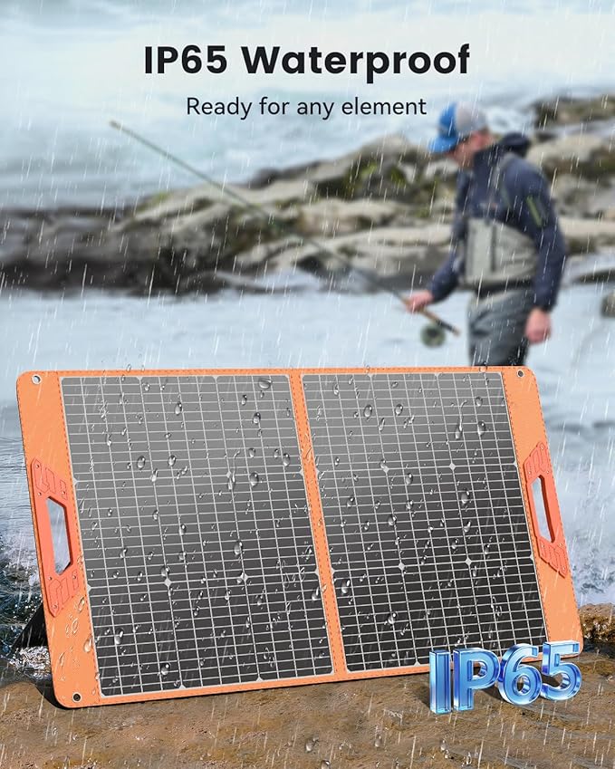 100W Portable Solar Panel for Power Station, 19.8V Foldable Solar Charger with DC/XT60/Anderson Cable & QC3.0 USB Outputs, 23% High Efficiency IP65 Waterproof 2 Kickstands for Outdoor Camping RV Trip