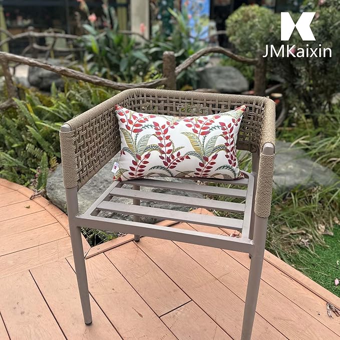 Pack of 2 Patio Lumbar Pillows, 12"x20" Fade Resistant Outdoor Waterproof Lumbar Pillow with Inners, Decorative Garden Lumbar Cushions for Home Patio Terrace Sofa Use